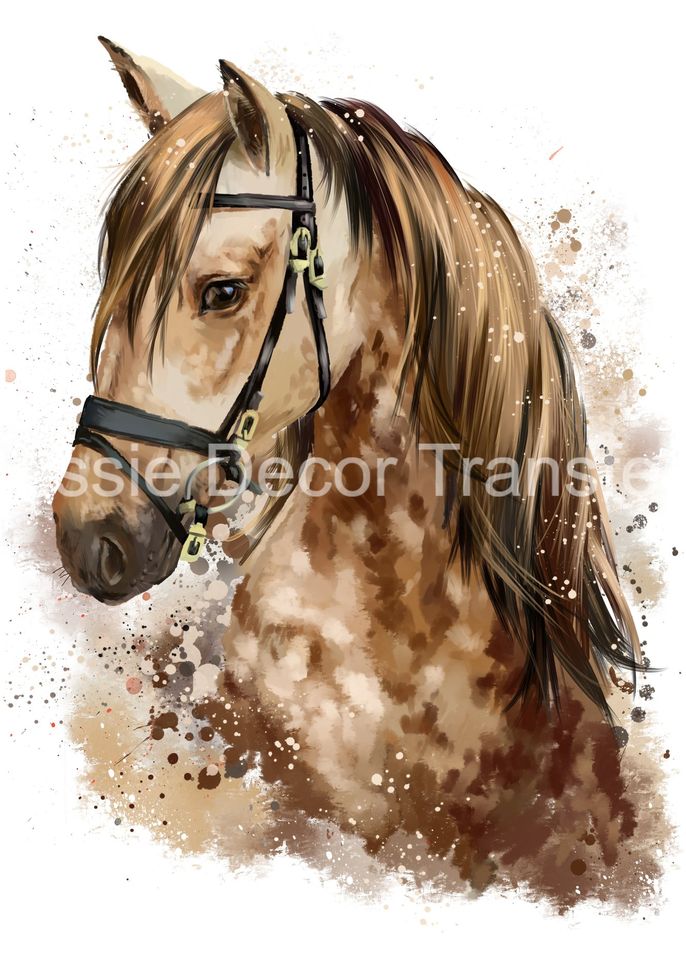 Dappled Brown Watercolour Horse  Poster Print - Aussie Decor Transfers