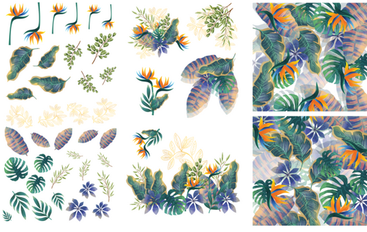 Tropical Leaves Transfer - Belles & Whistles by Dixie Belle