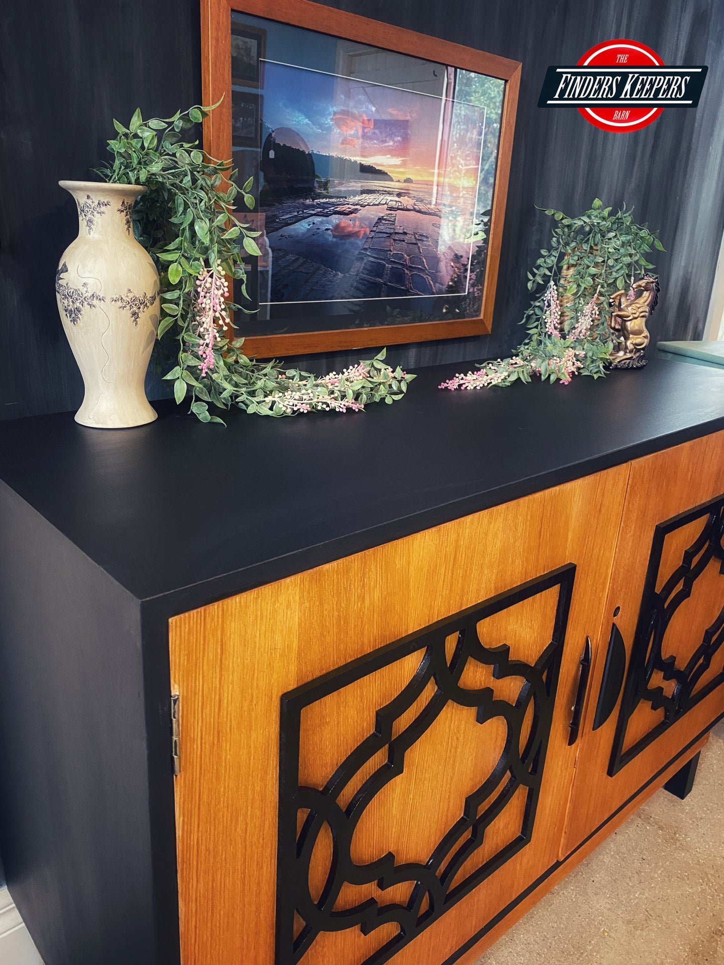 Timber and black modern sideboard