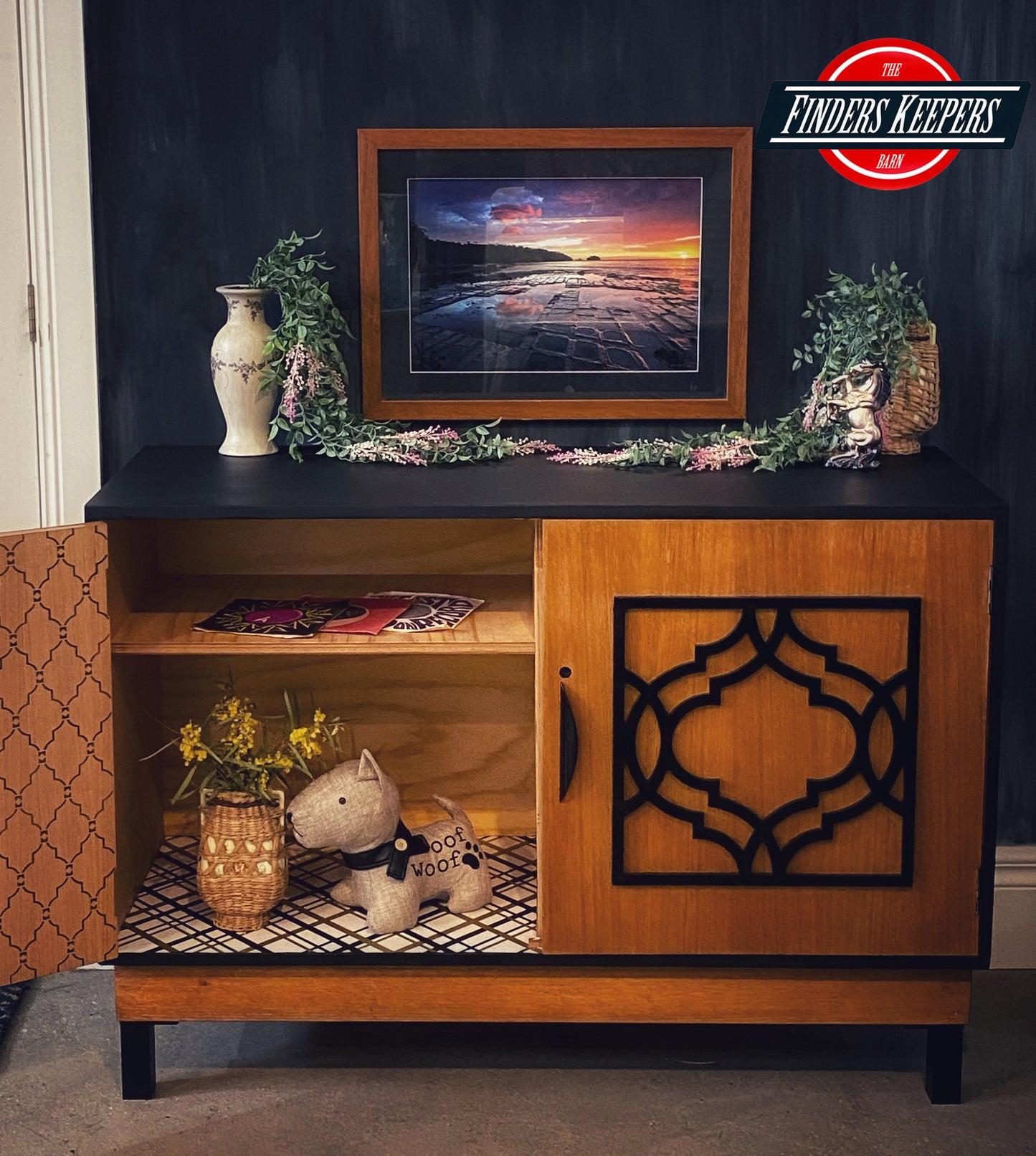Timber and black modern sideboard